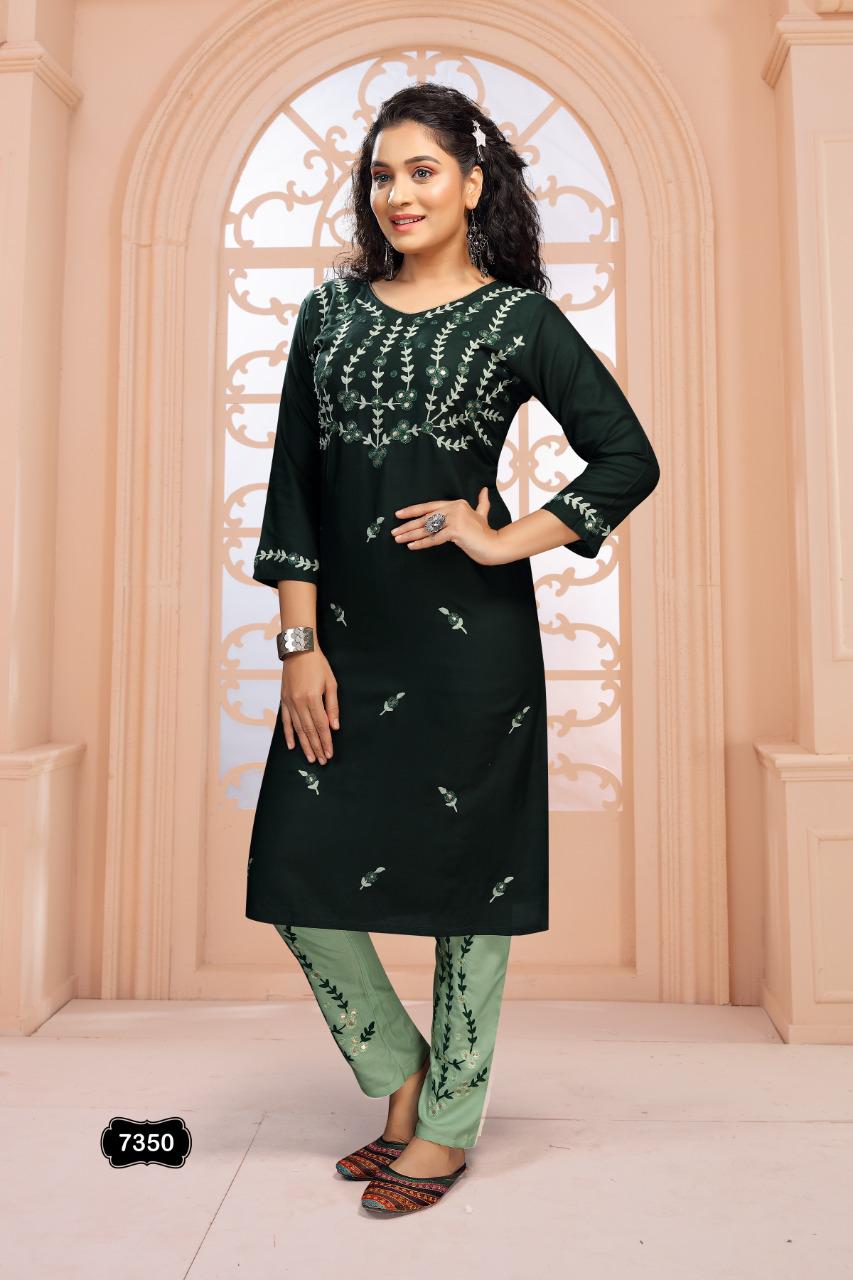 Fashion Talk Divya  Ethnic Wear Rayon Kurti With Bottom Collection
